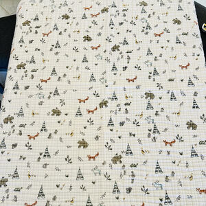 Little Unicorn Cotton Muslin Baby Quilt - Forest Friends Print 42” x 40” Blanket